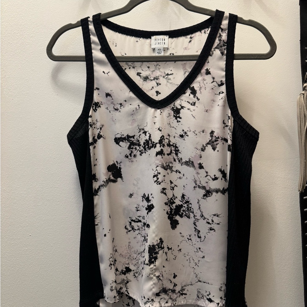 Black and White Ink Blot Silky Tank Top